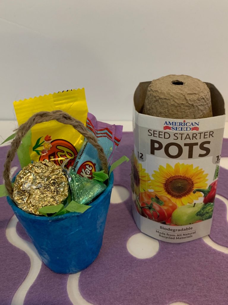 Dollar Tree Easter Idea: DIY Miniature Easter Basket from a Dollar Tree seed pot