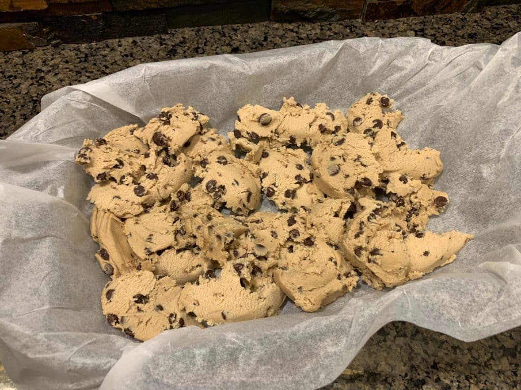 Patriotic Cookie Bars with chocolate chips and m&ms