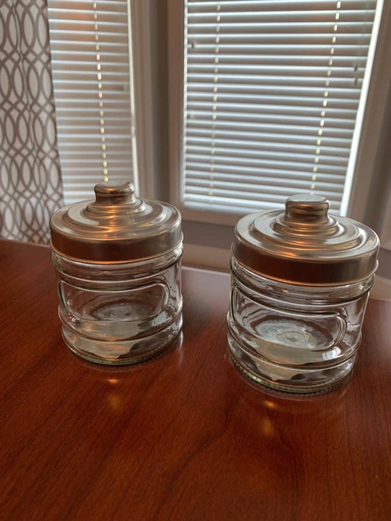 Dollar Tree Bathroom organization idea, DIY project making cotton ball and cotton swab containers