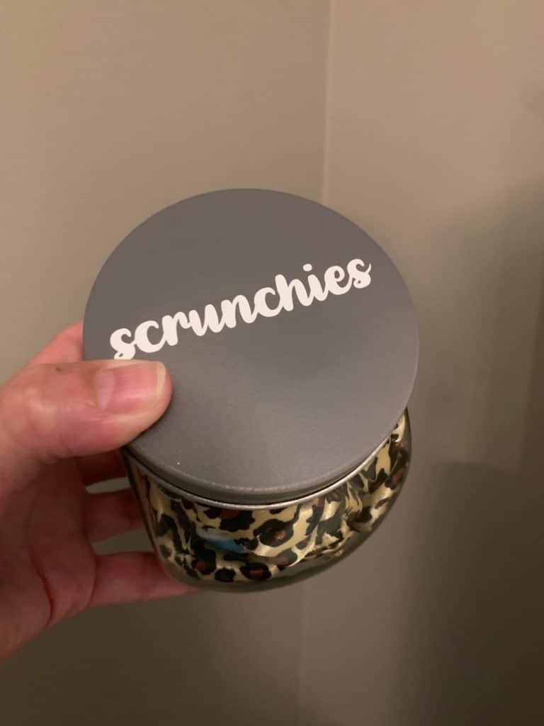 Dollar Tree jar with scrunchies