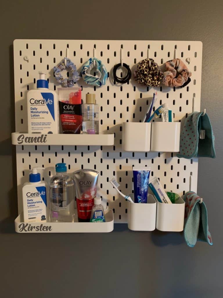 IKEA pegboard, on wall with Command Strips adhesive