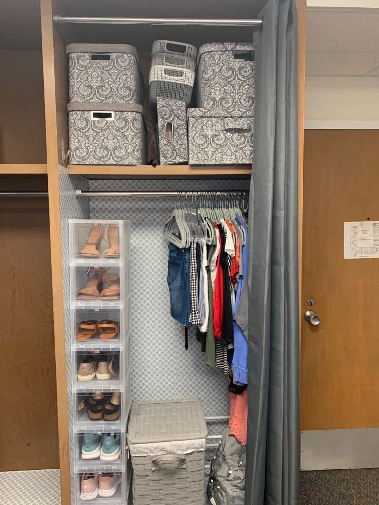 Dorm Room Tour Closet AFTER