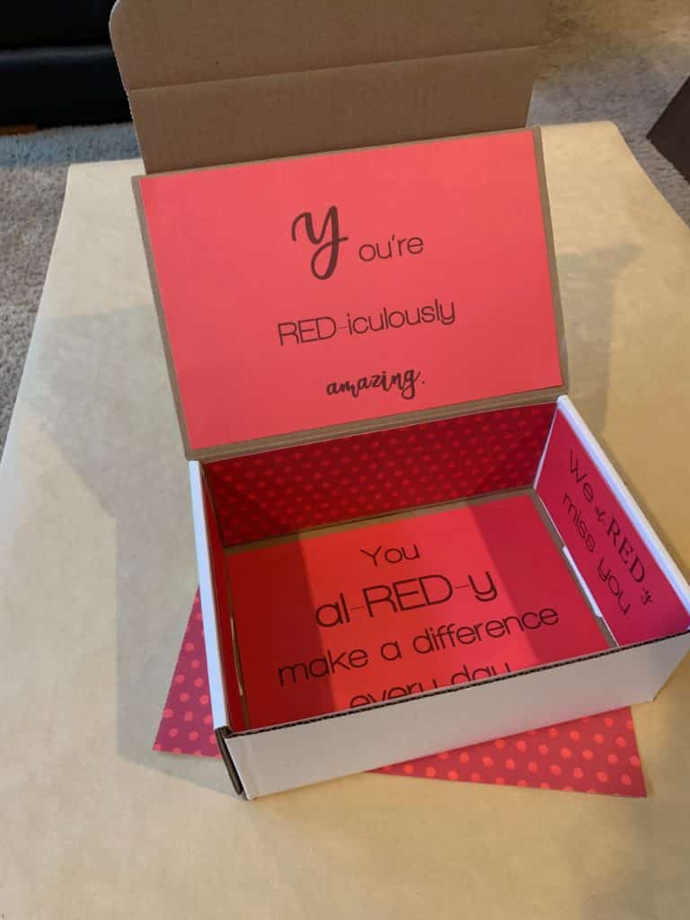 Red-themed care package