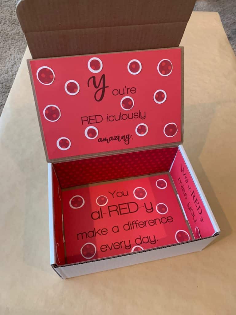 Red-themed care package