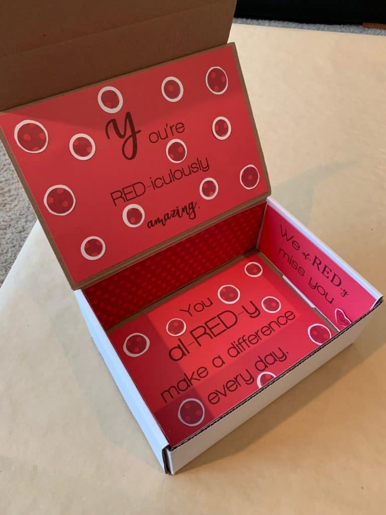 Red-themed care package