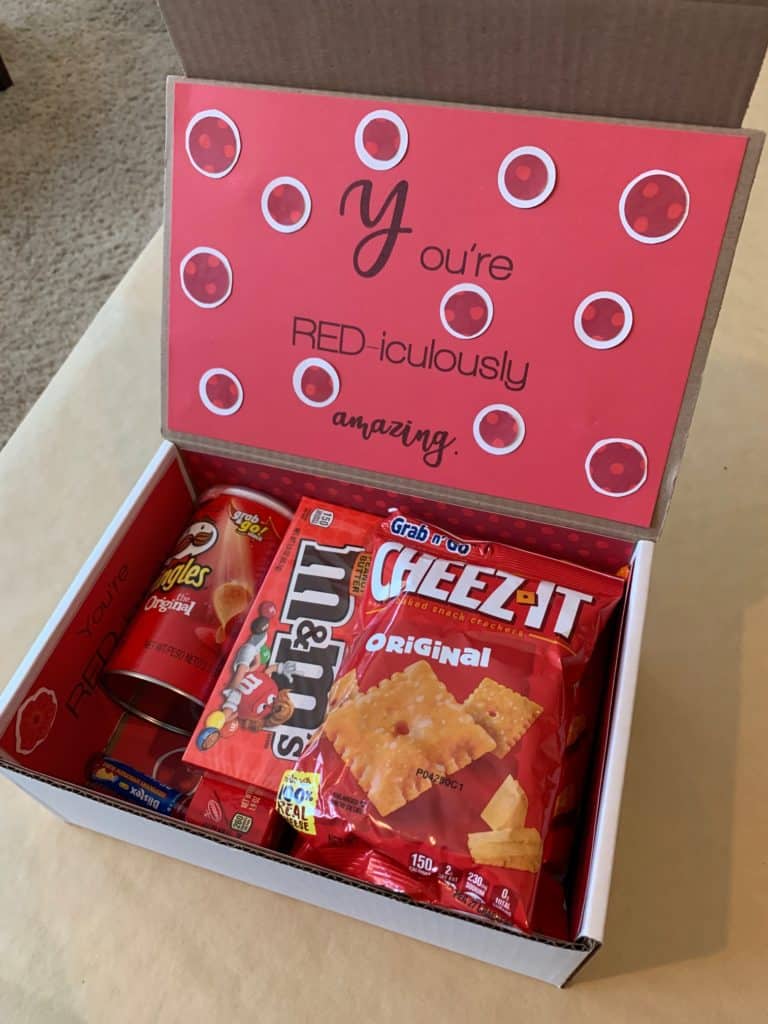 Red-themed care package