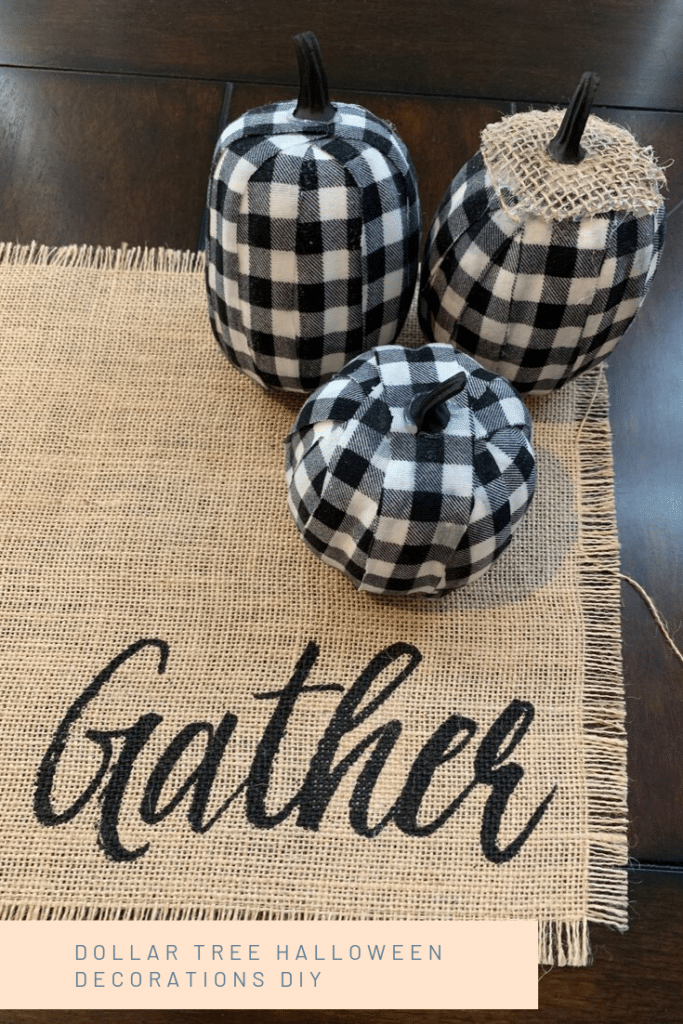 black and white checkered mini pumpkins as halloween decoration diy project