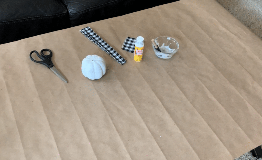 Supplies to cover foam pumpkin with fabric