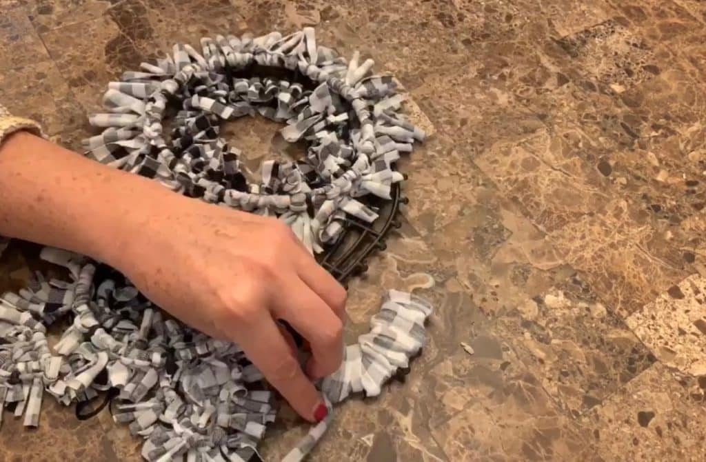 Halloween Decor DIY: Tinsel Cat from Dollar Tree