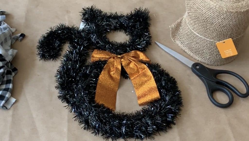 Halloween Decor DIY: Tinsel Cat from Dollar Tree