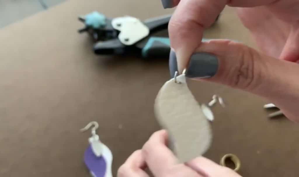 Putting faux leather earrings together
