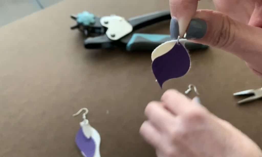 Putting faux leather earrings together