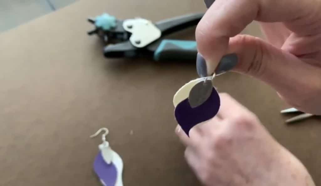 Putting faux leather earrings together