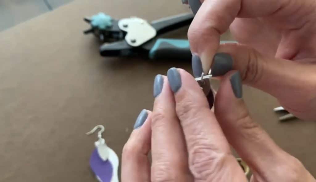 Putting faux leather earrings together