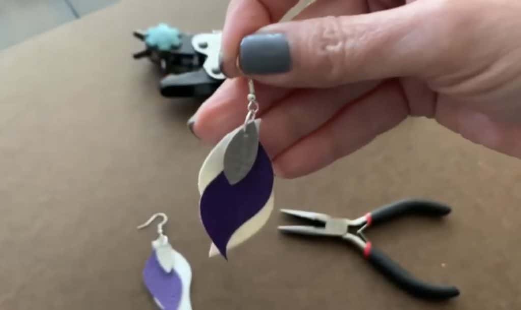 Putting faux leather earrings together