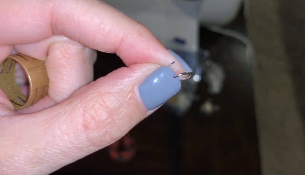 working with a jump ring for diy faux leather earrings