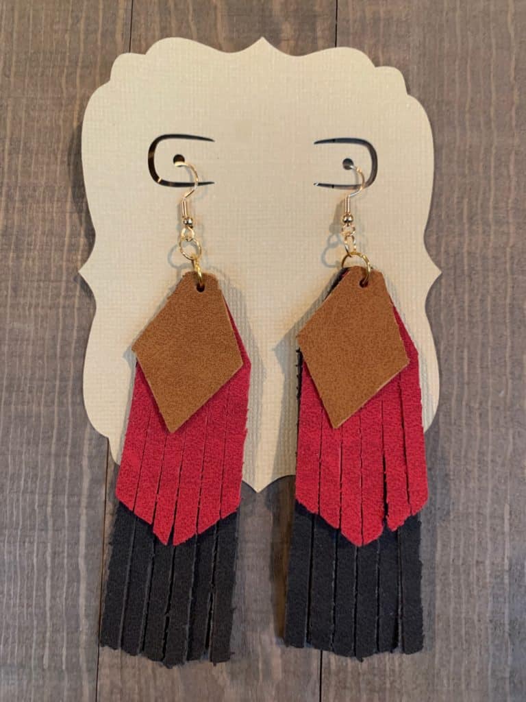diy faux leather earrings with fringe