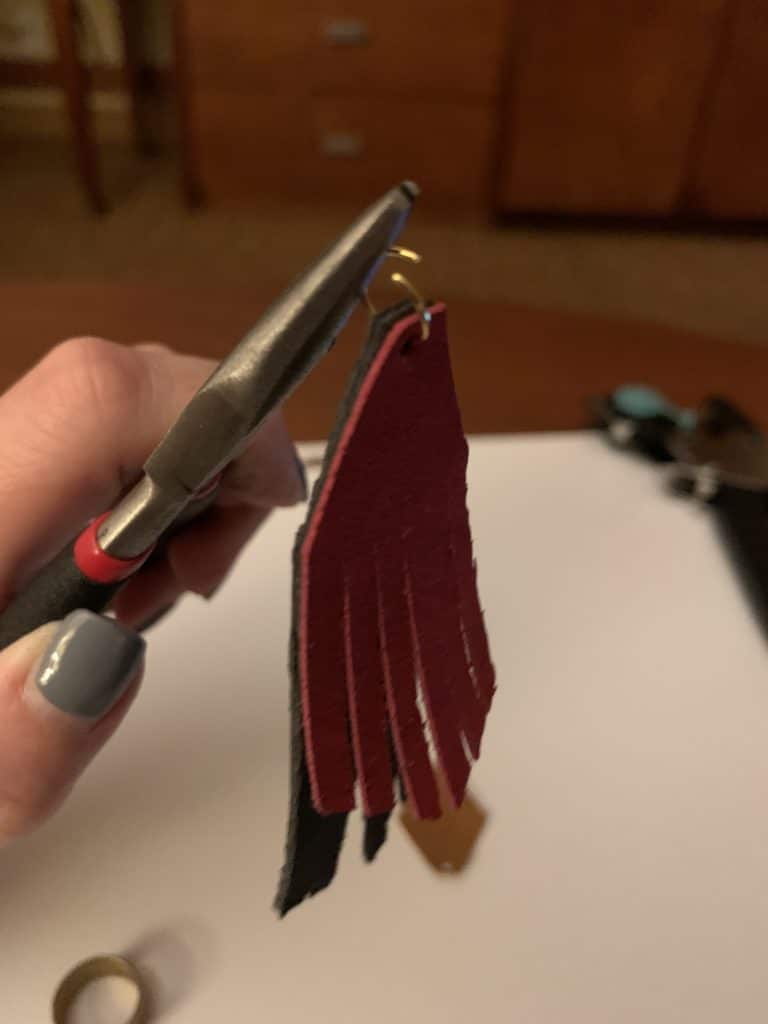diy faux leather earrings with fringe
