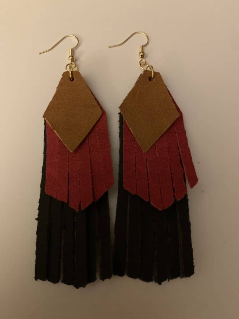 diy faux leather earrings with fringe