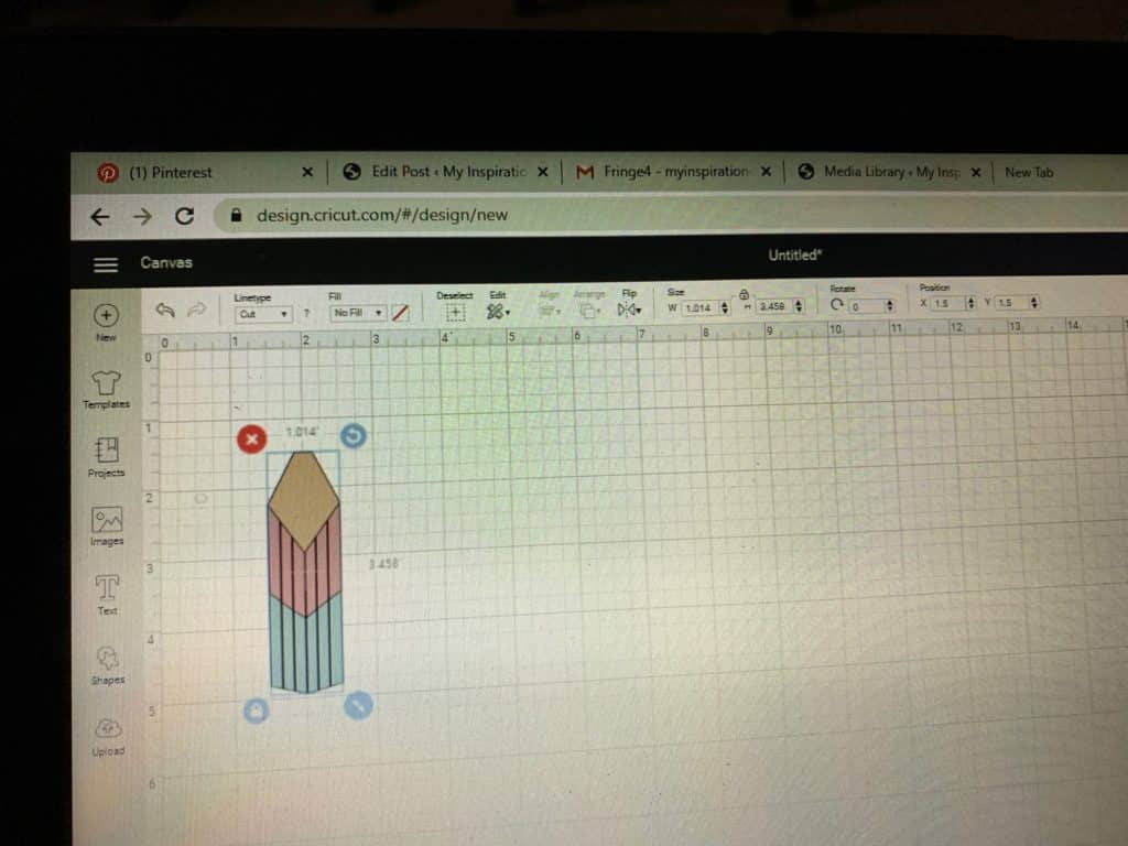 making diy faux leather earrings in Cricut design studio