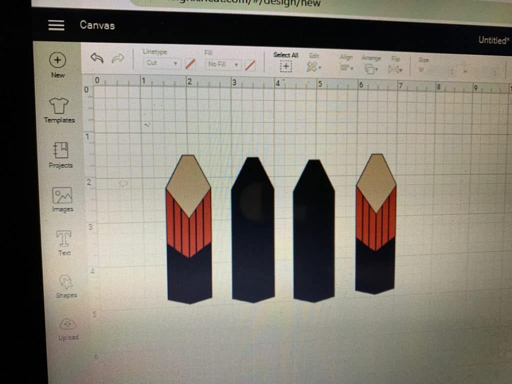 making diy faux leather earrings in Cricut design studio