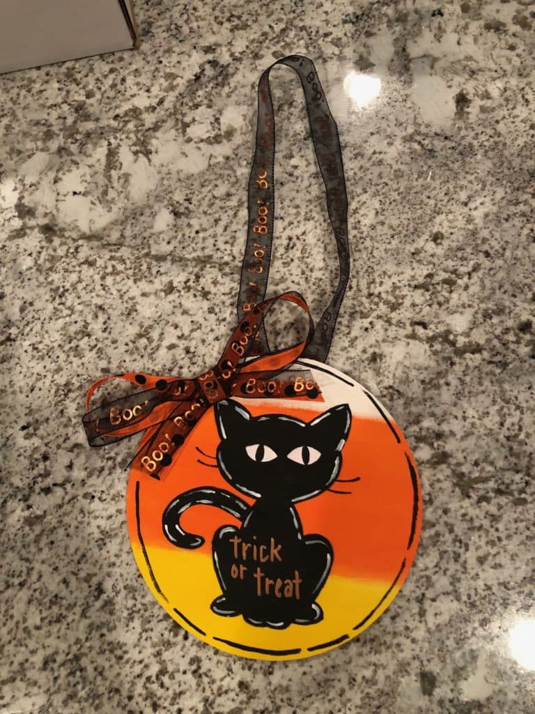 Halloween decoration hand painted door hanger with cat