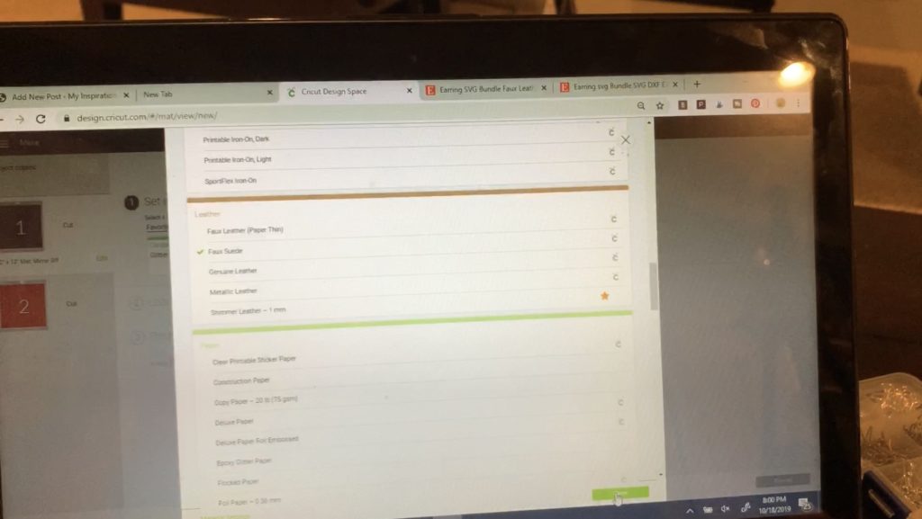 making faux suede earrings on cricut