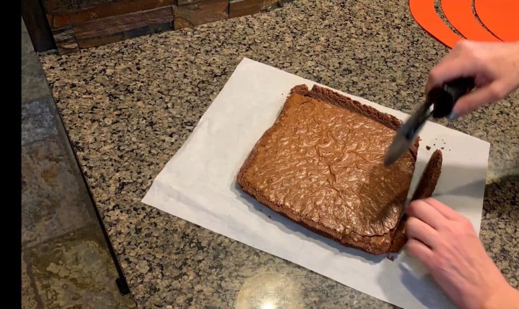 cutting edges off around brownie square