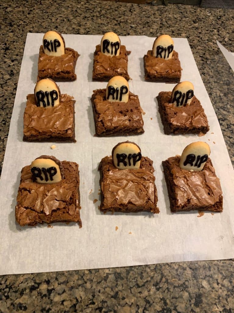 Halloween tombstone brownies