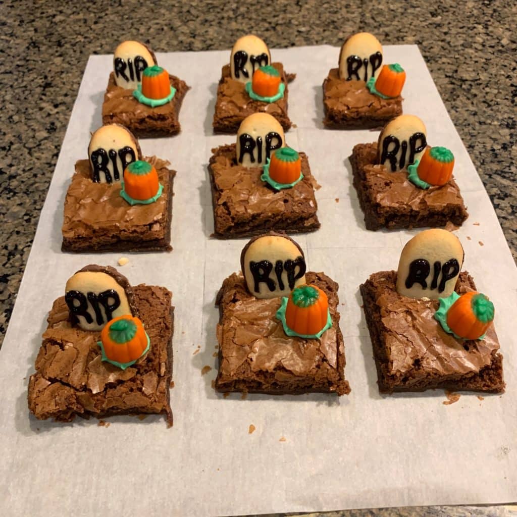 Halloween tombstone brownies