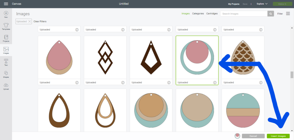 circle faux leather earrings svg file upload on Cricut Design Space