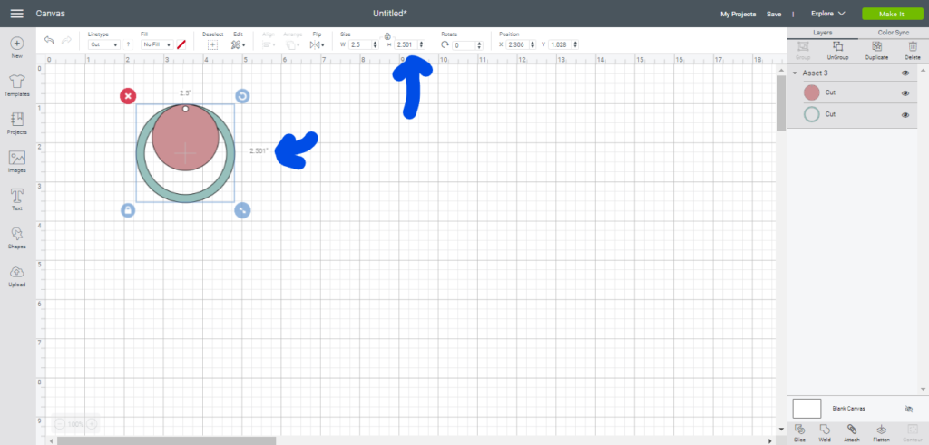 circle faux leather earrings on cricut canvas