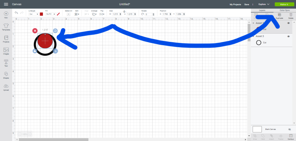 duplicate circle faux leather earrings on Cricut Design Space