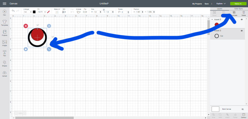 duplicate circle faux leather earrings on Cricut Design Space