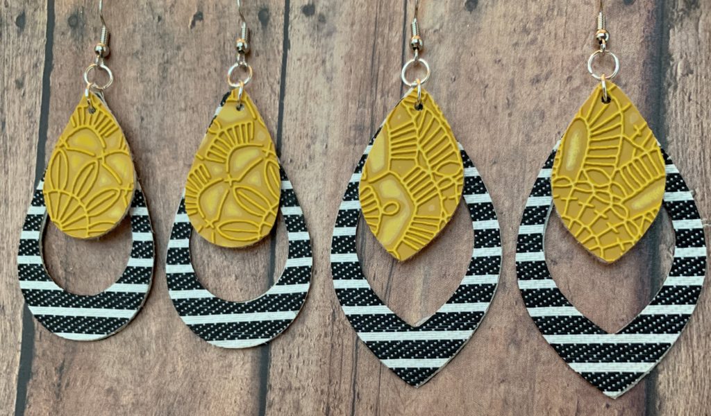 diy faux leather earrings, cut on a Cricut Explore