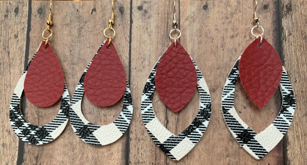 diy faux leather earrings, cut on a Cricut Explore