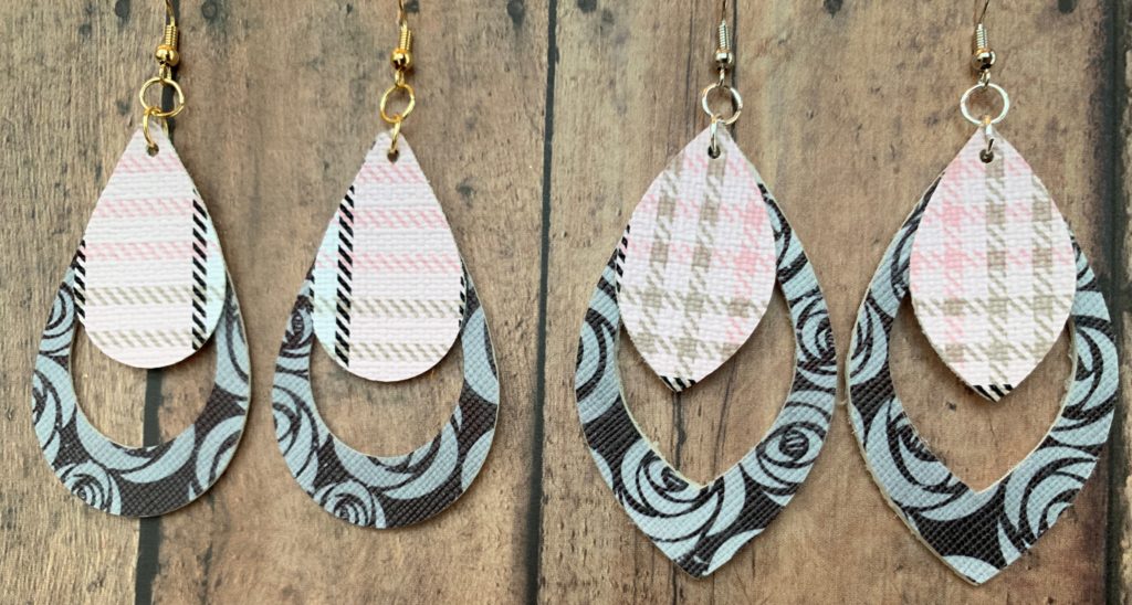 diy faux leather earrings, cut on a Cricut Explore