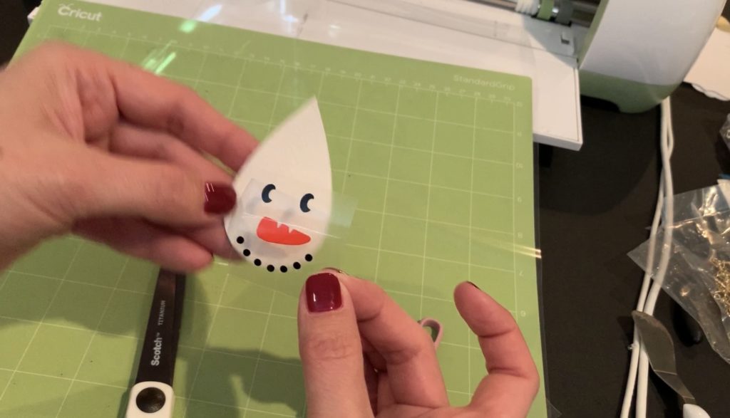 snowman faux leather earring