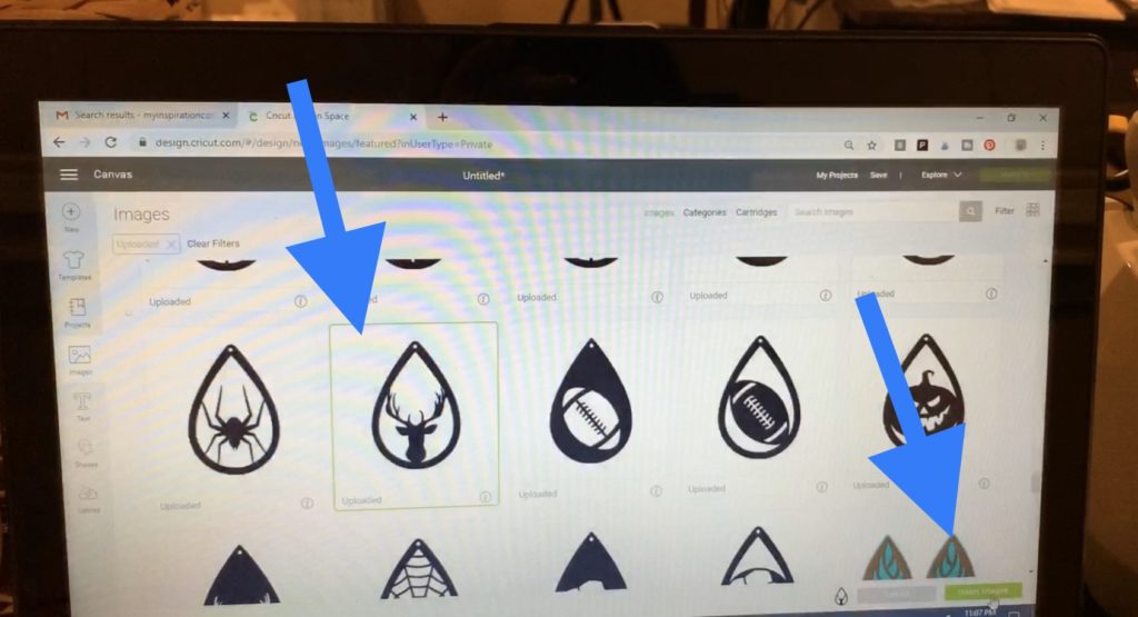 making diy faux leather earrings in Cricut Design Space