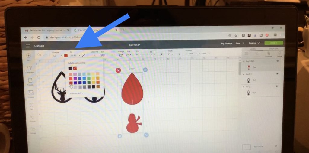 making diy faux leather earrings in Cricut Design Space