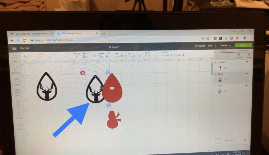 making diy faux leather earrings in Cricut Design Space