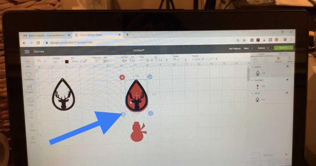 making diy faux leather earrings in Cricut Design Space