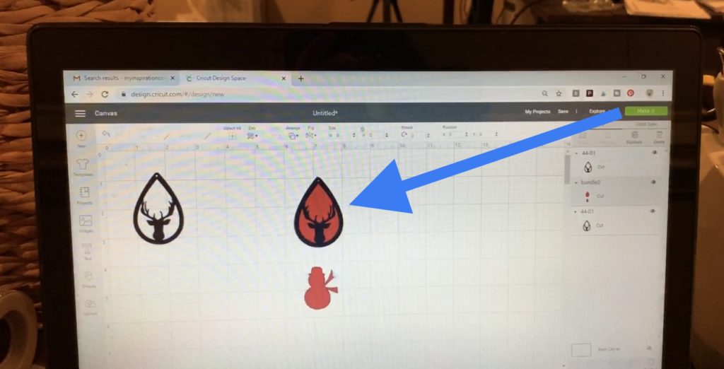 making diy faux leather earrings in Cricut Design Space