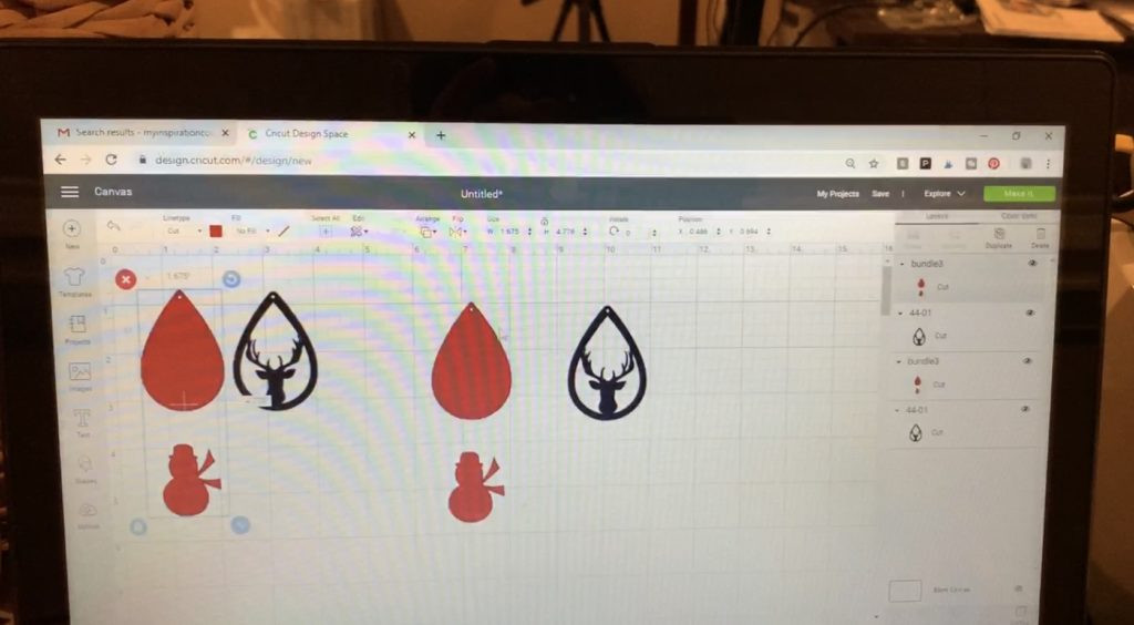 making diy faux leather earrings in Cricut Design Space