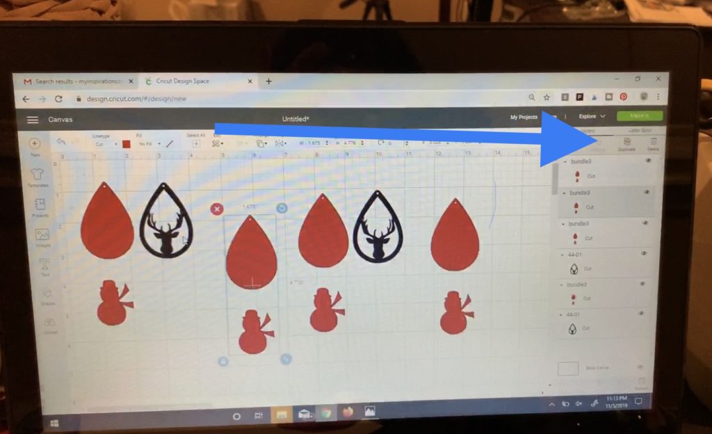 making diy faux leather earrings in Cricut Design Space