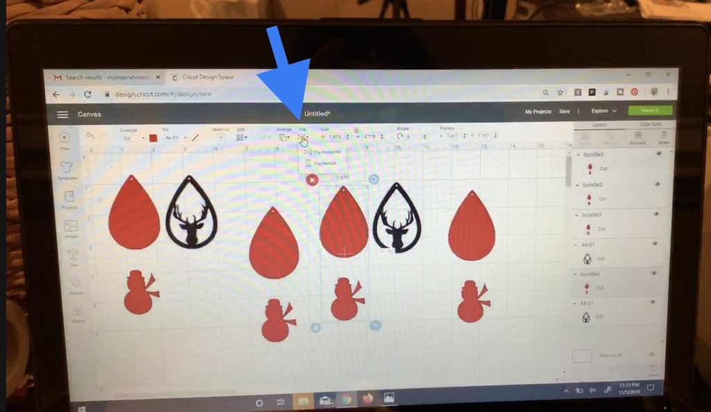 making diy faux leather earrings in Cricut Design Space