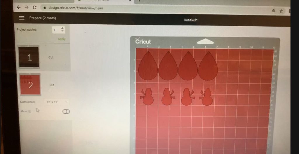 making diy faux leather earrings in Cricut Design Space