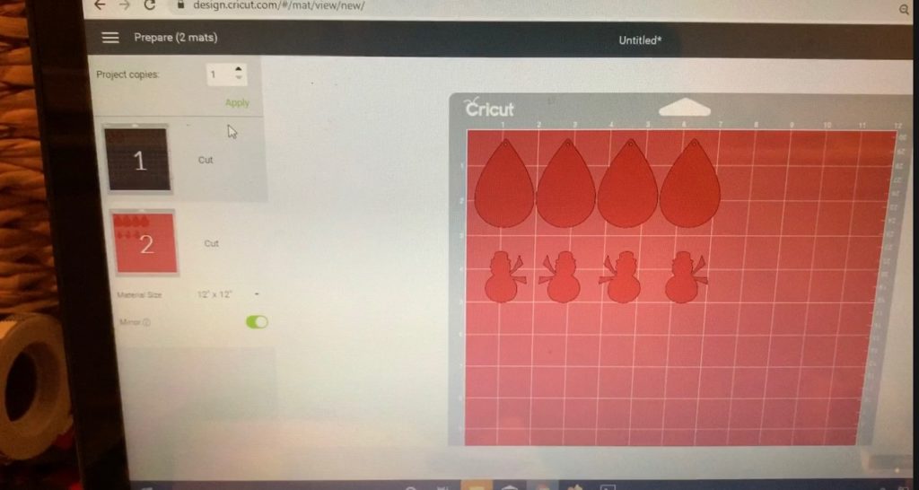 making diy faux leather earrings in Cricut Design Space