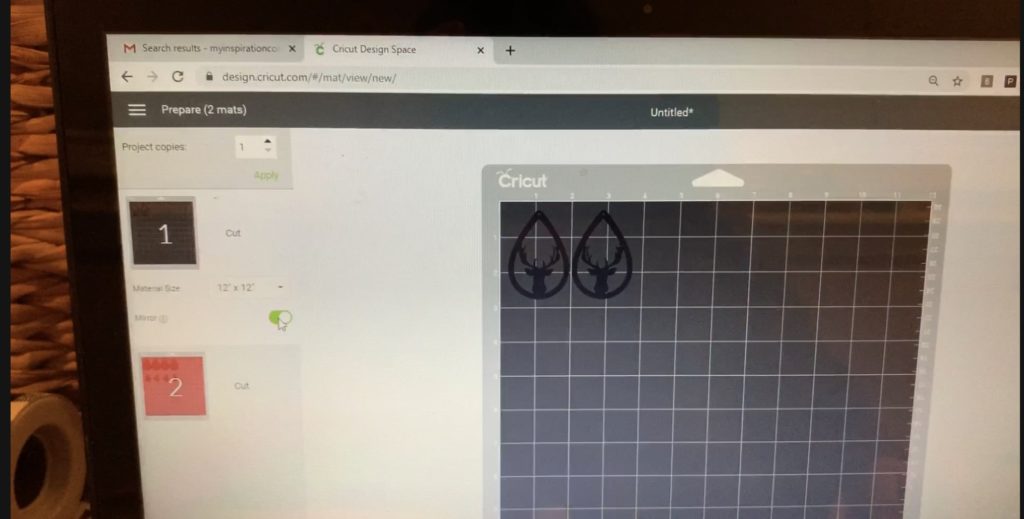 making diy faux leather earrings in Cricut Design Space