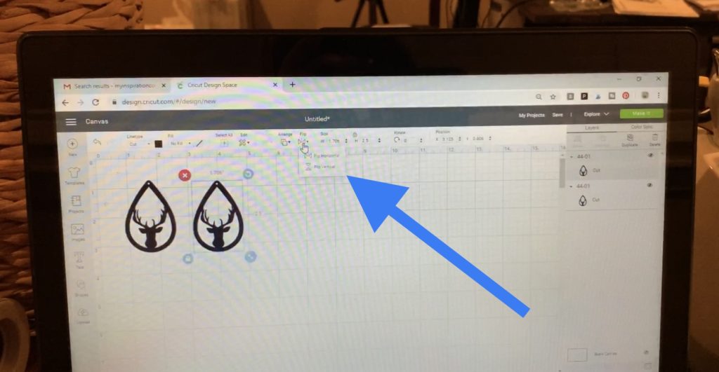 making diy faux leather earrings in Cricut Design Space